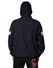 Dolce & Gabbana Blue Logo Full Zip Hooded Men Bomber Jacket - - Dolce & Gabbana.