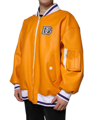 Dolce & Gabbana Orange White Full Zip Jersey Bomber Jacket - - Dolce & Gabbana.