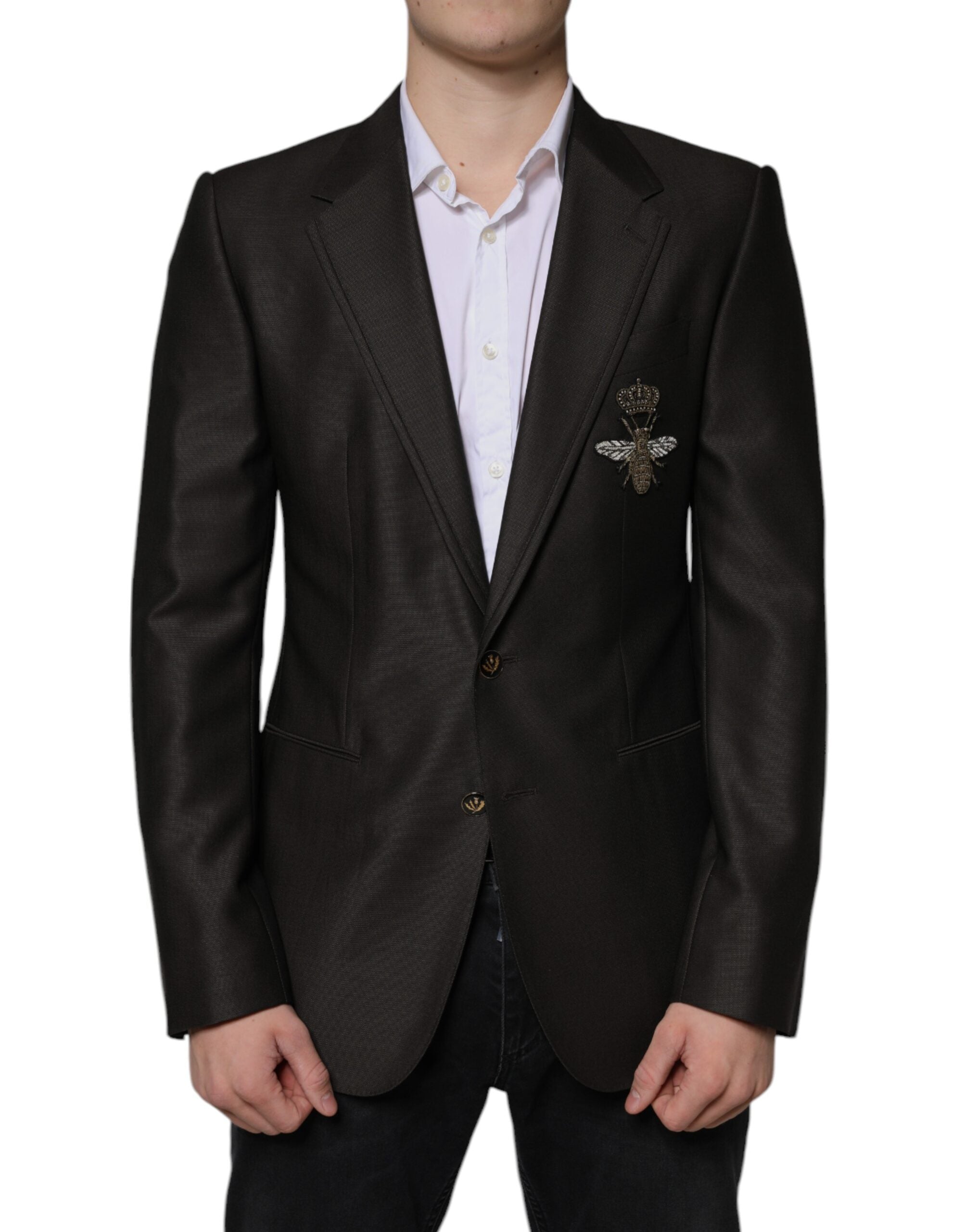 Dolce & Gabbana Blazer Brown Green Bee Wool Jacket Coat -   -  Dolce & Gabbana.