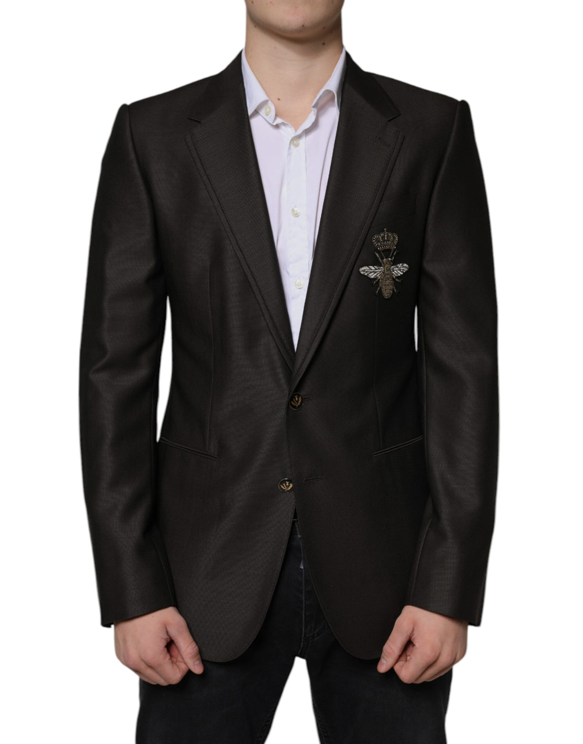 Dolce & Gabbana Blazer Brown Green Bee Wool Jacket Coat -   -  Dolce & Gabbana.