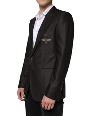 Dolce & Gabbana Blazer Brown Green Bee Wool Jacket Coat -   -  Dolce & Gabbana.