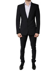 Dolce & Gabbana Black Wool 3 Piece Slim Fit Formal Men Suit - - Dolce & Gabbana.