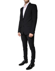 Dolce & Gabbana Black Wool 3 Piece Slim Fit Formal Men Suit - - Dolce & Gabbana.