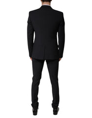Dolce & Gabbana Black Wool 3 Piece Slim Fit Formal Men Suit - - Dolce & Gabbana.