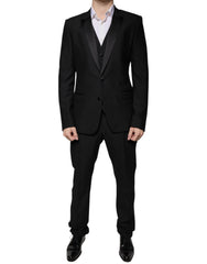 Dolce & Gabbana Black Wool 3 Piece Slim Fit Formal Suit - - Dolce & Gabbana.