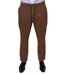 Dolce & Gabbana Brown Stripes Skinny Men Dress Pants - - Dolce & Gabbana.