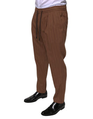 Dolce & Gabbana Brown Stripes Skinny Men Dress Pants - - Dolce & Gabbana.