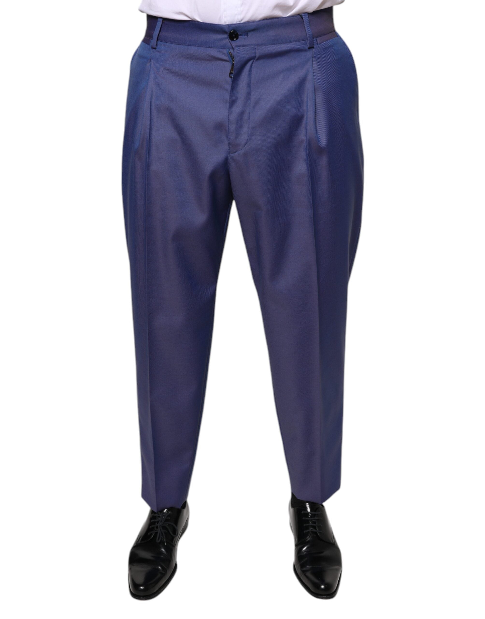 Dolce & Gabbana Blue Wool Tapered Formal Dress Pants - - Dolce & Gabbana.