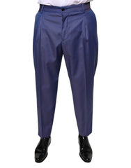 Dolce & Gabbana Blue Wool Tapered Formal Dress Pants - - Dolce & Gabbana.
