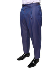 Dolce & Gabbana Blue Wool Tapered Formal Dress Pants - - Dolce & Gabbana.