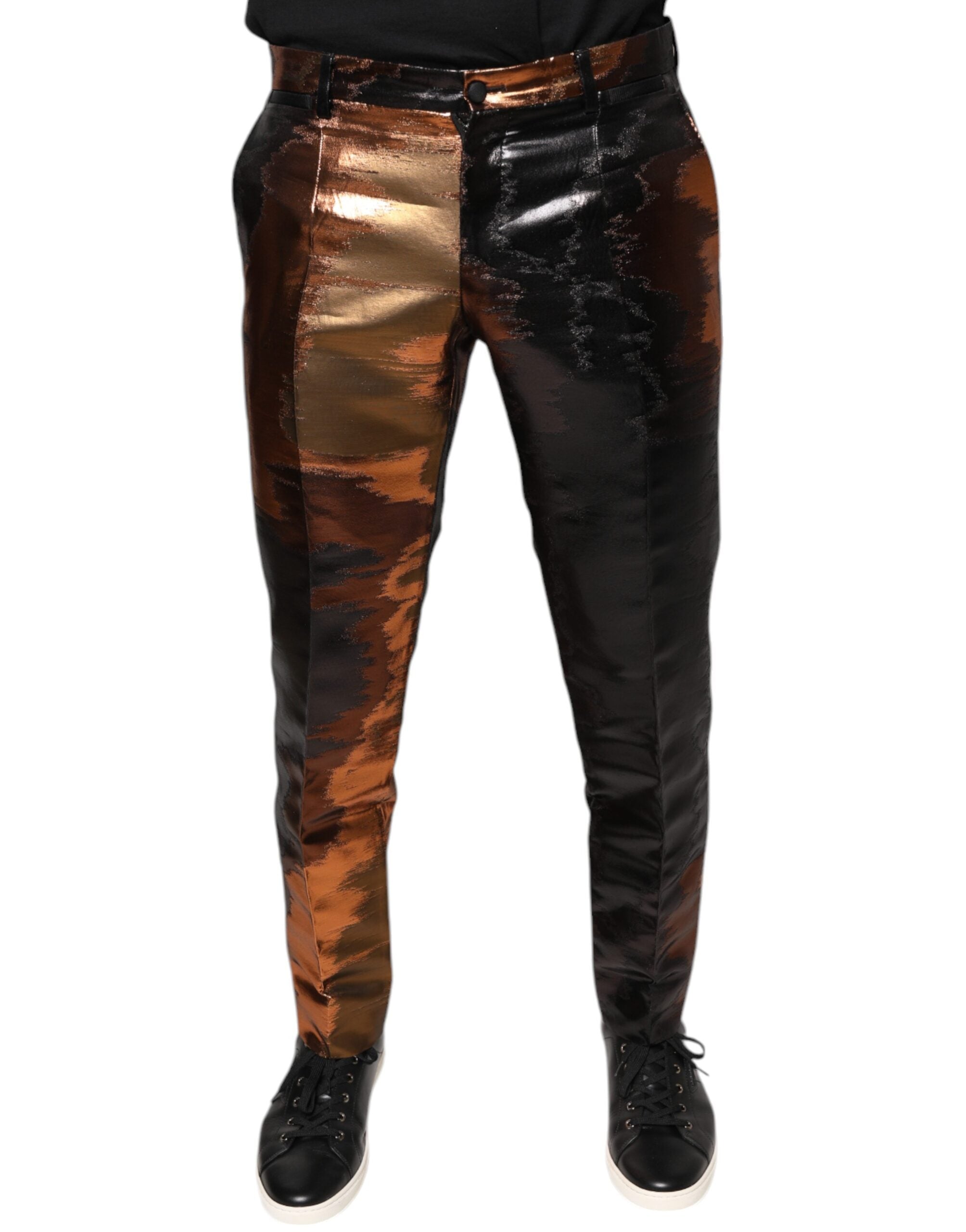 Dolce & Gabbana Multicolor Jacquard Skinny Men Pants - - Dolce & Gabbana.