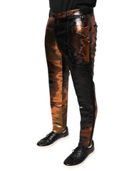 Dolce & Gabbana Multicolor Jacquard Skinny Men Pants - - Dolce & Gabbana.