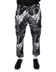 Dolce & Gabbana Gray Banana Leaf Cotton Stretch Capri Pants - - Dolce & Gabbana.
