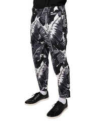 Dolce & Gabbana Gray Banana Leaf Cotton Stretch Capri Pants - - Dolce & Gabbana.