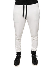Dolce & Gabbana White Cotton Slim Men Jogger Sweatpants Pants -   -  Dolce & Gabbana.
