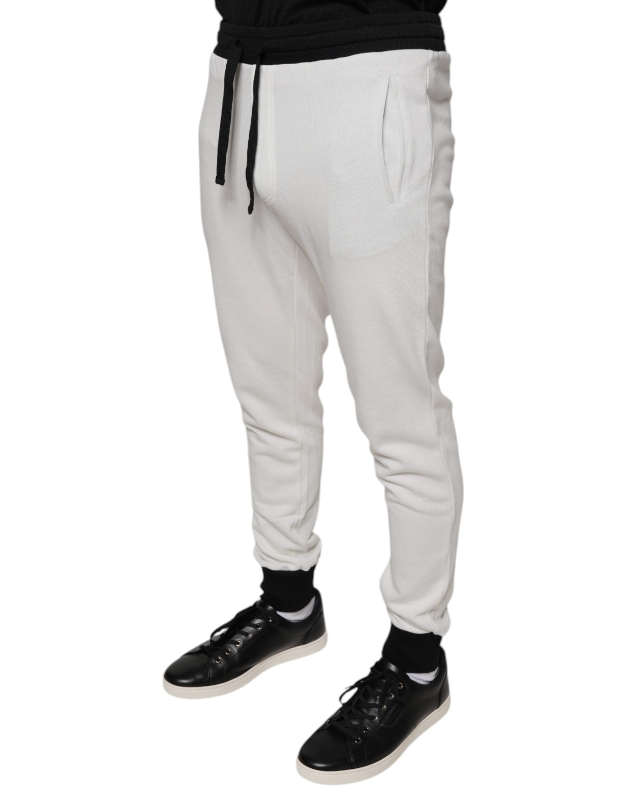 Dolce & Gabbana White Cotton Slim Men Jogger Sweatpants Pants -   -  Dolce & Gabbana. Dolce & Gabbana White Cotton Slim Men Jogger Sweatpants Pants -   -  Dolce & Gabbana.