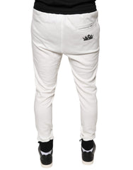 Dolce & Gabbana White Cotton Slim Men Jogger Sweatpants Pants -   -  Dolce & Gabbana.