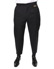 Dolce & Gabbana Black Crown Cotton Dress Pants - - Dolce & Gabbana.