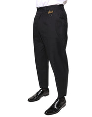 Dolce & Gabbana Black Crown Cotton Dress Pants - - Dolce & Gabbana.