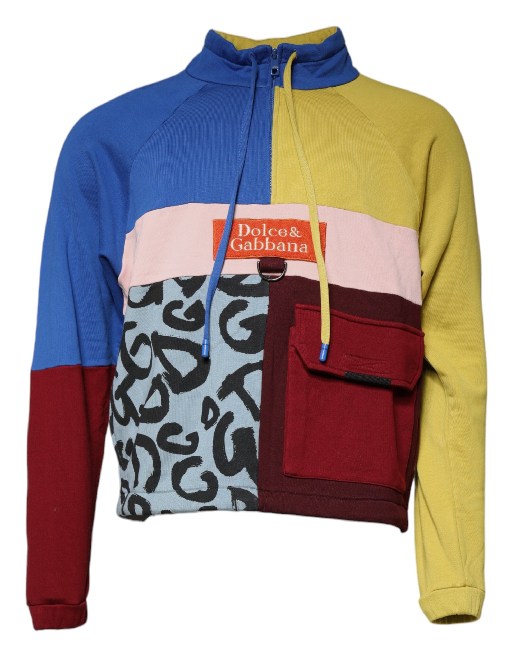 Dolce & Gabbana Multicolor Patchwork Men Sweatshirt Sweater - - Dolce & Gabbana.