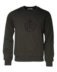 Dolce & Gabbana Army Green Crown Cotton Sweatshirt Sweater - - Dolce & Gabbana.