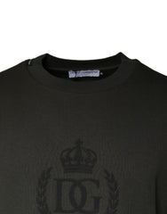 Dolce & Gabbana Army Green Crown Cotton Sweatshirt Sweater - - Dolce & Gabbana.