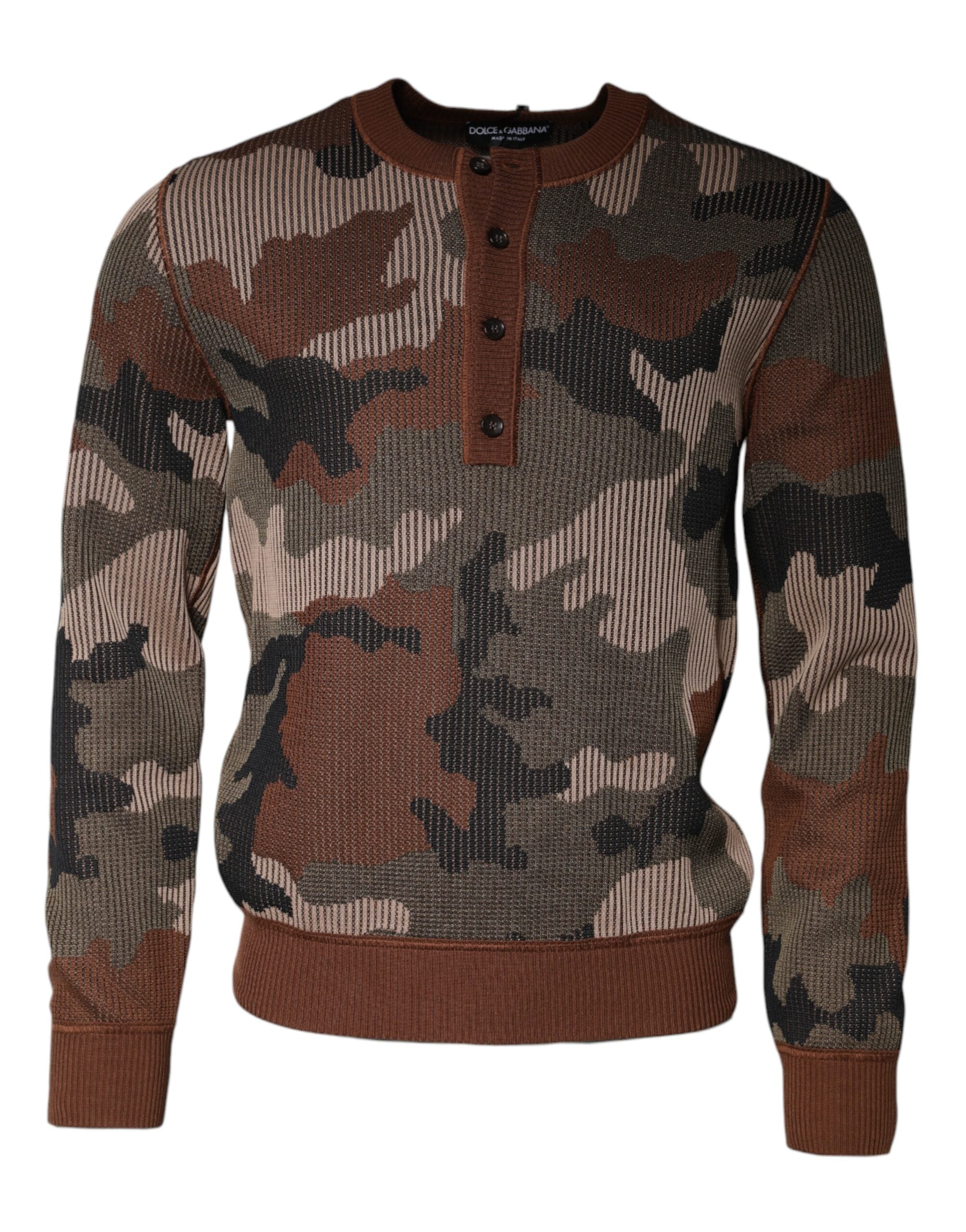Dolce & Gabbana Multicolor Camouflage Men Pullover Sweater - - Dolce & Gabbana.