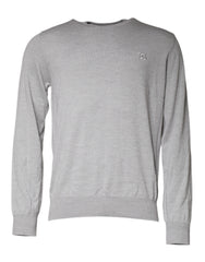 Dolce & Gabbana Light Gray Wool Crew Neck Pullover Sweater - - Dolce & Gabbana.