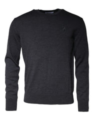Dolce & Gabbana Dark Gray Wool Crew Neck Pullover Sweater - - Dolce & Gabbana.