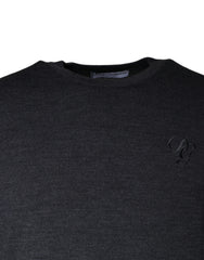 Dolce & Gabbana Dark Gray Wool Crew Neck Pullover Sweater - - Dolce & Gabbana.