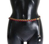 Dolce & Gabbana Red Yellow Leather Crystal Belt -   -  Dolce & Gabbana.