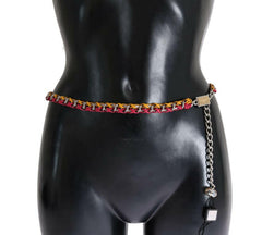 Dolce & Gabbana Red Yellow Leather Crystal Belt -   -  Dolce & Gabbana.