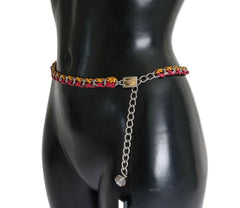 Dolce & Gabbana Red Yellow Leather Crystal Belt -   -  Dolce & Gabbana.