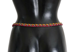 Dolce & Gabbana Red Yellow Leather Crystal Belt -   -  Dolce & Gabbana.