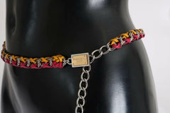 Dolce & Gabbana Red Yellow Leather Crystal Belt -   -  Dolce & Gabbana.