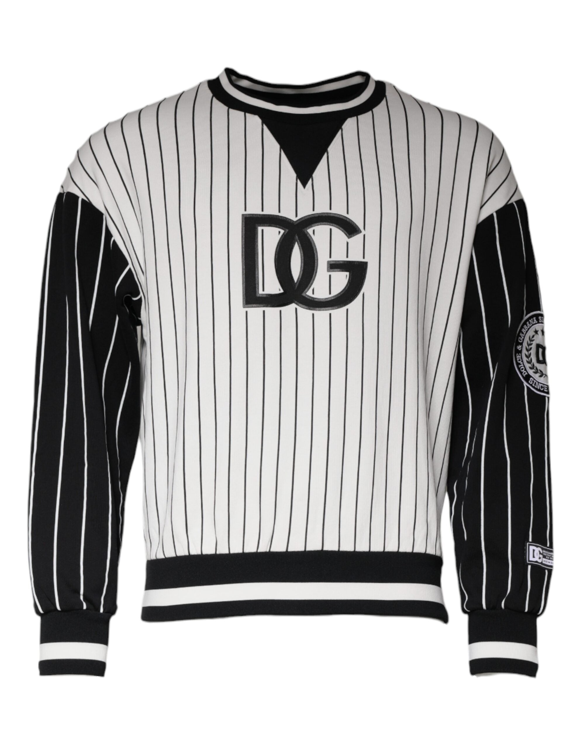 Dolce & Gabbana Black White Stripes Logo Sweatshirt Sweater - - Dolce & Gabbana.