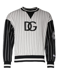 Dolce & Gabbana Black White Stripes Logo Sweatshirt Sweater - - Dolce & Gabbana.