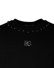 Dolce & Gabbana Black Logo Stud Pullover Sweatshirt Sweater - - Dolce & Gabbana.