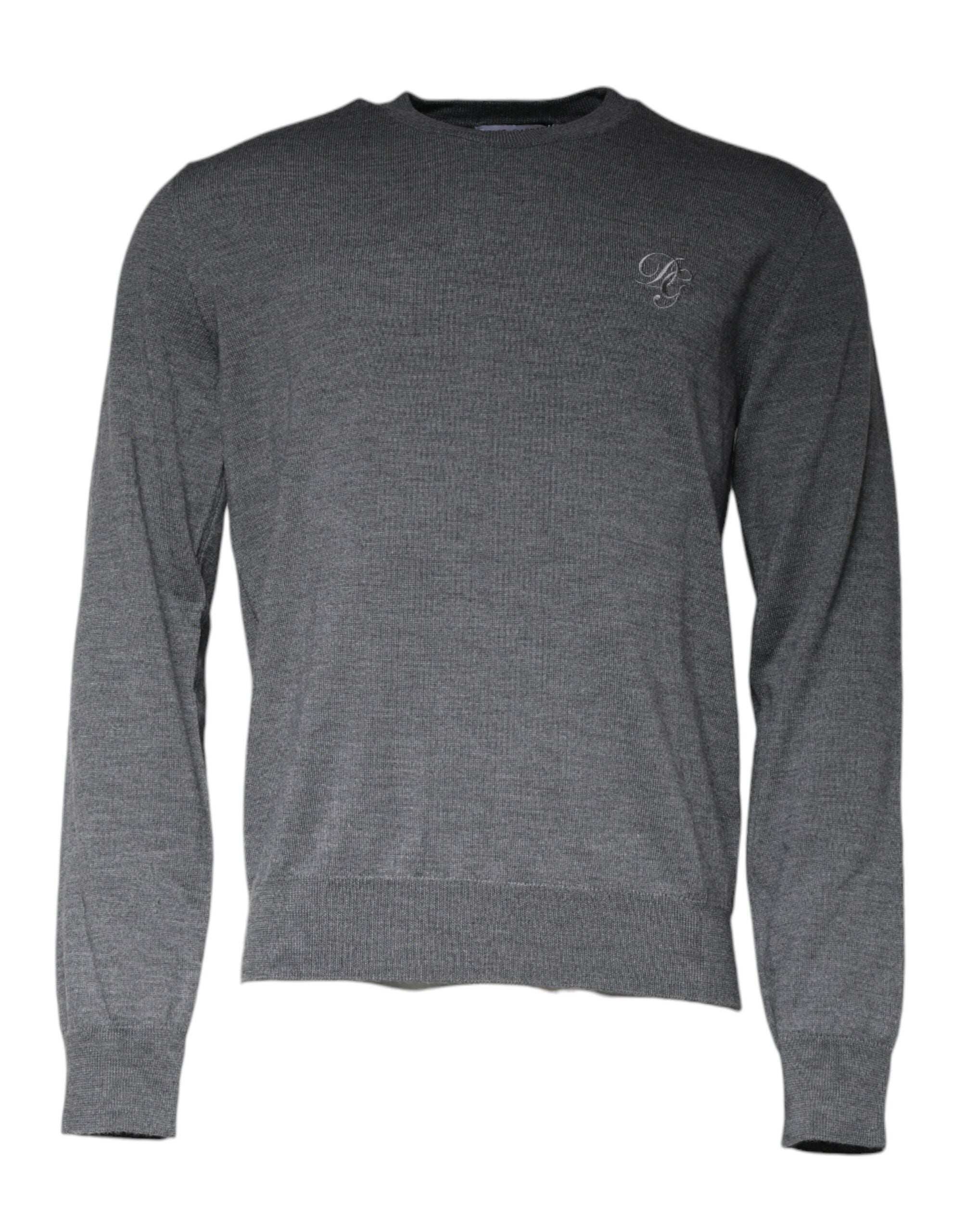 Dolce & Gabbana Dark Gray Wool Crew Neck Pullover Sweater - - Dolce & Gabbana.