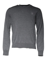 Dolce & Gabbana Dark Gray Wool Crew Neck Pullover Sweater - - Dolce & Gabbana.