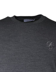 Dolce & Gabbana Dark Gray Wool Crew Neck Pullover Sweater - - Dolce & Gabbana.