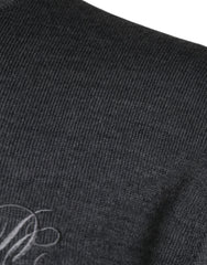 Dolce & Gabbana Dark Gray Wool Crew Neck Pullover Sweater - - Dolce & Gabbana.