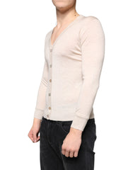 Dolce & Gabbana Beige Cashmere Button Down Cardigan Sweater - - Dolce & Gabbana.