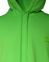 Dolce & Gabbana Green Logo Hooded Pullover Men Sweatshirt Sweater - - Dolce & Gabbana.