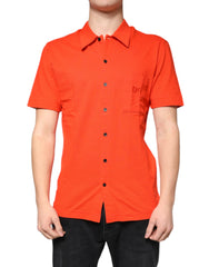 Dolce & Gabbana Orange Cotton Button Down Casual Polo Shirt - - Dolce & Gabbana.