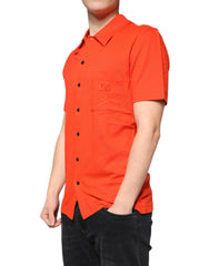 Dolce & Gabbana Orange Cotton Button Down Casual Polo Shirt - - Dolce & Gabbana.