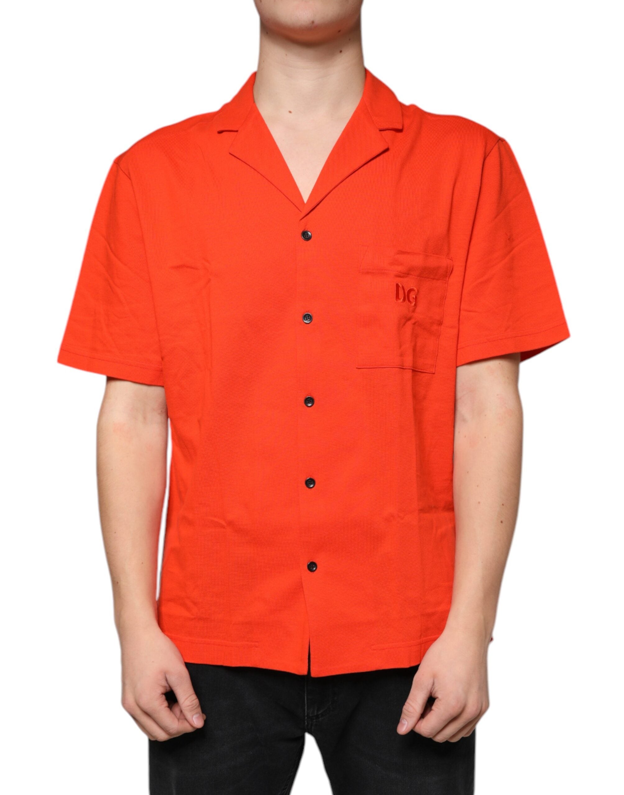 Dolce & Gabbana Orange Cotton Button Down Casual Polo Shirt - - Dolce & Gabbana.