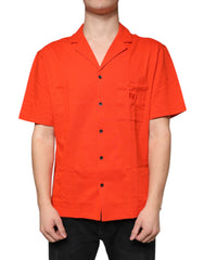 Dolce & Gabbana Orange Cotton Button Down Casual Polo Shirt - - Dolce & Gabbana.