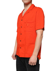 Dolce & Gabbana Orange Cotton Button Down Casual Polo Shirt - - Dolce & Gabbana.