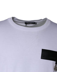 Dolce & Gabbana White Logo Patch Cotton Crew Neck T-shirt - - Dolce & Gabbana.